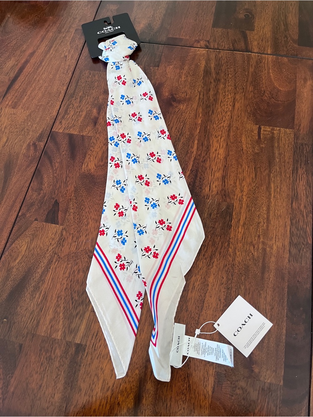 NWT Coach large square scarf Red Blue Floral